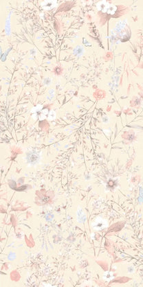 SALE | Behang Vintage flowers | Roze | Patroonbehang