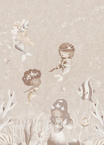 Wallpaper Swimming Mermaids | Beige