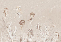 Wallpaper Swimming Mermaids | Beige
