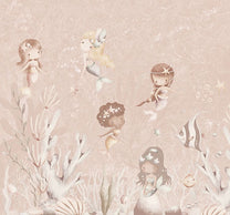 Wallpaper Swimming Mermaids | Pink
