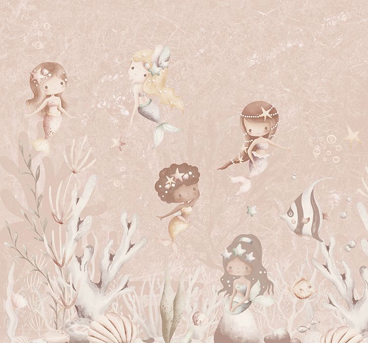 Wallpaper Swimming Mermaids | Pink