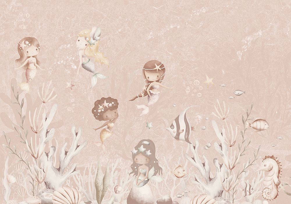 Wallpaper Swimming Mermaids | Pink