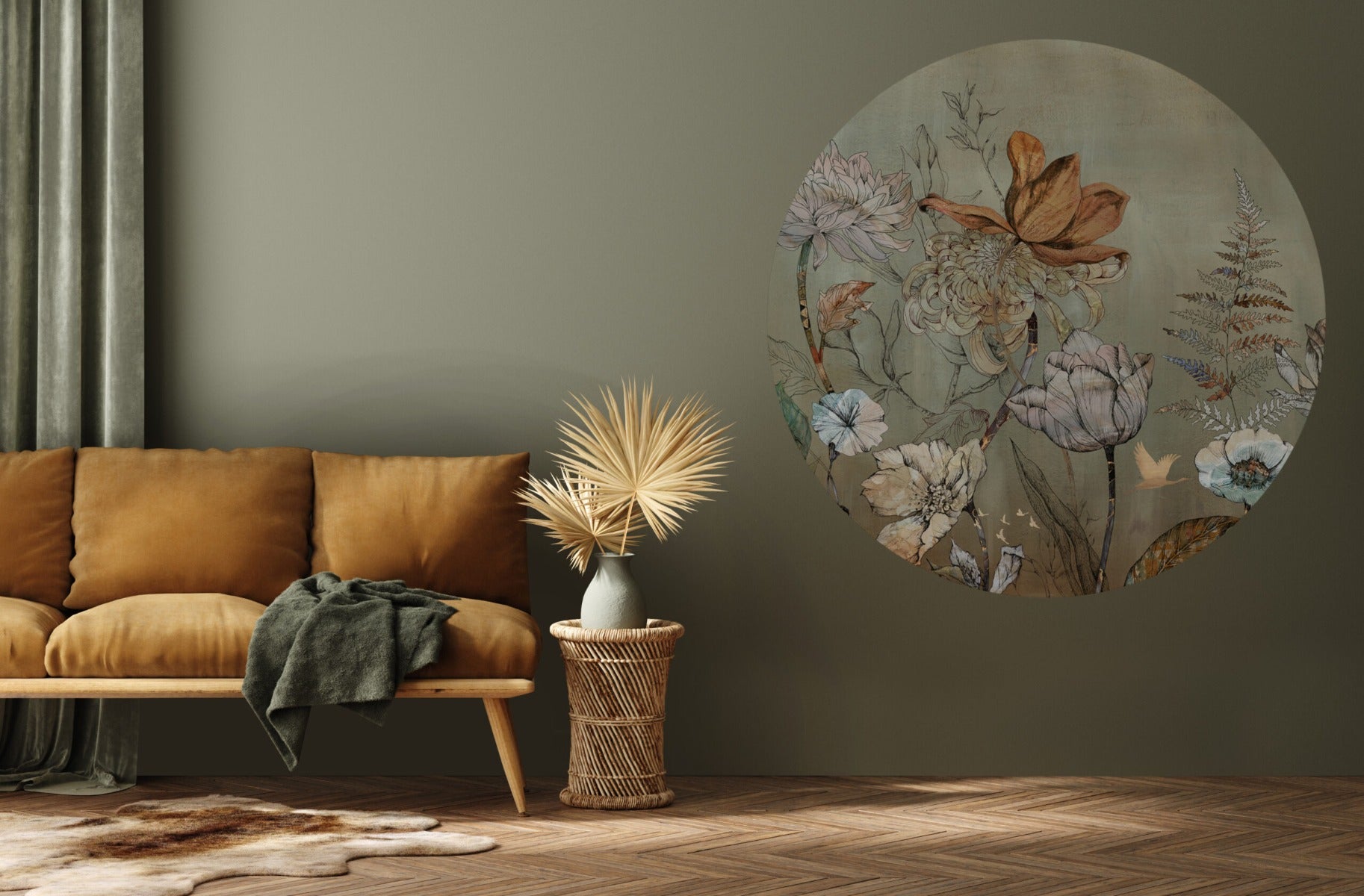 Wallpaper circle Floral Garden | Green | Sample