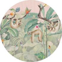 Wallpaper circle Lazy Sloth | Jungle Collection | ⌀ 145 cm