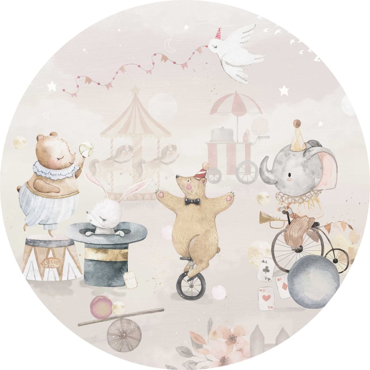 Wallpaper circle Circus | Pastel | ⌀ 145 cm