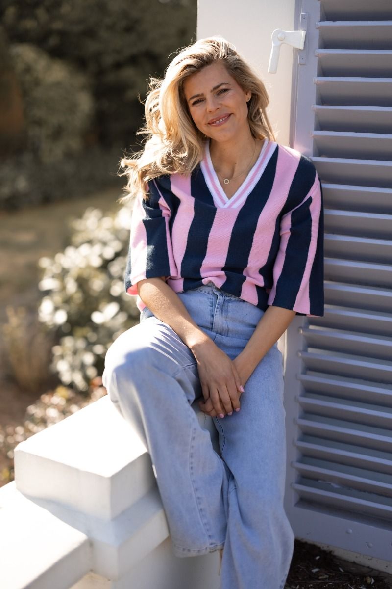 Soccer Tee | Pink vs. Navy | Studio Poespas