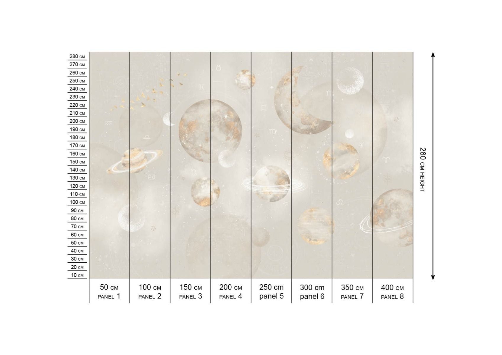 Wallpaper Pastel Planets | Beige