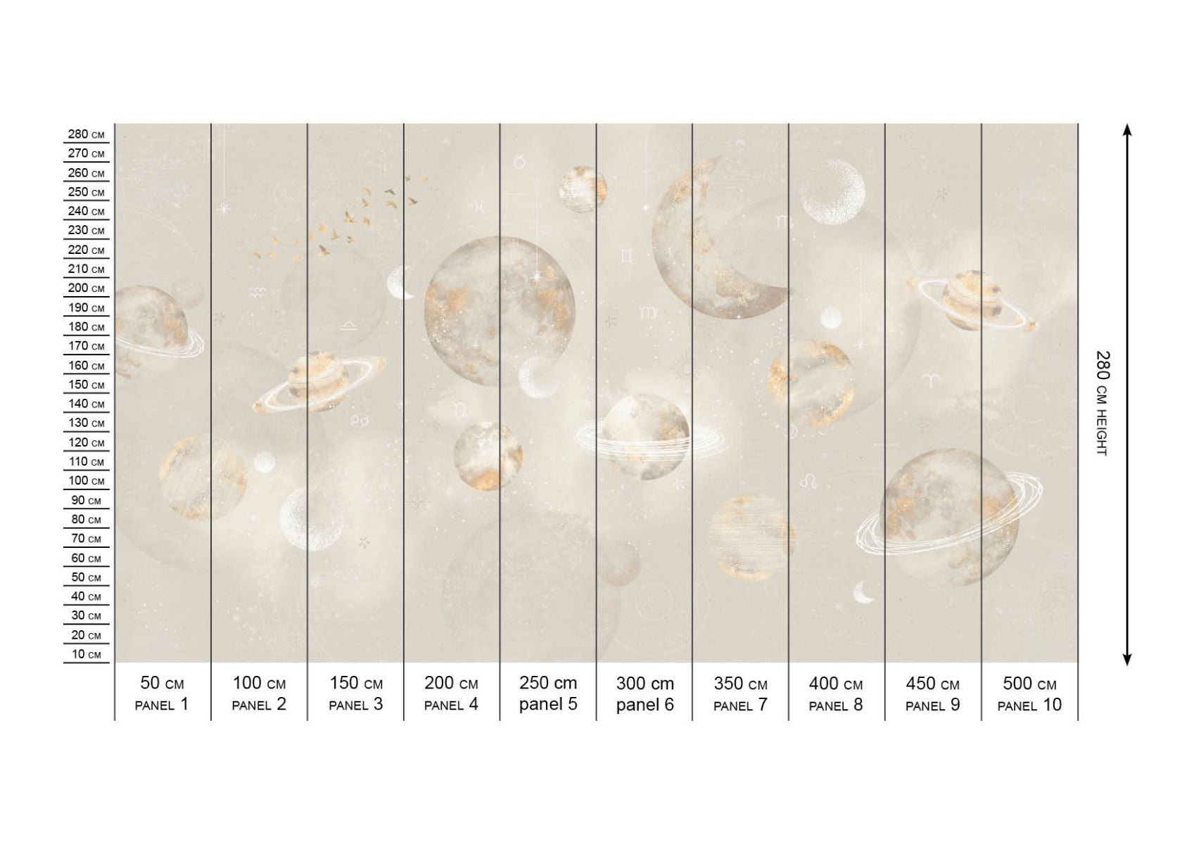 Wallpaper Pastel Planets | Beige