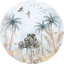 Wallpaper circle Tropical Zebras | ⌀ 145 cm