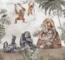 Behang met apen in jungle thema
