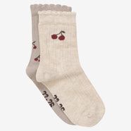 Socks lettuce edge | Light taupe | Minymo