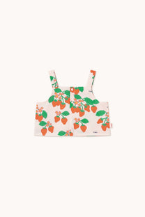 Strawberries woven crop top | Pastel pink | Tinycottons 1