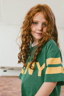 Stripes logo tee | Dark emerald | Tinycottons 1