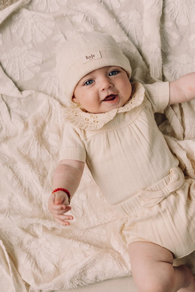 Jersey pointelle hat Viva | Creme oat | Baje Studio 1