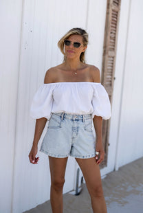 Off-shoulder top Capri | White | Studio Poespas