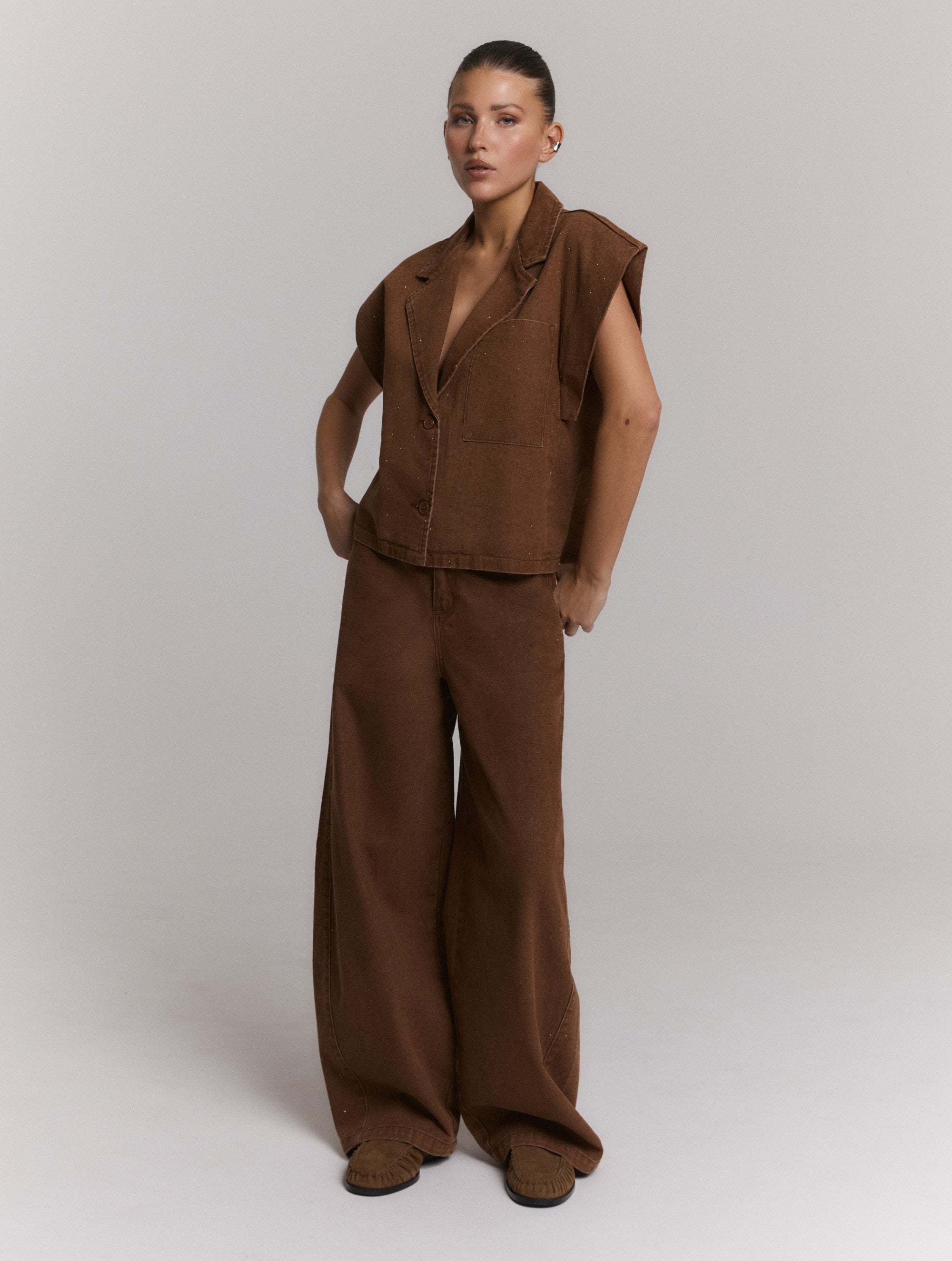 Balloon fit jeans Hailey | Brown | Refined Department