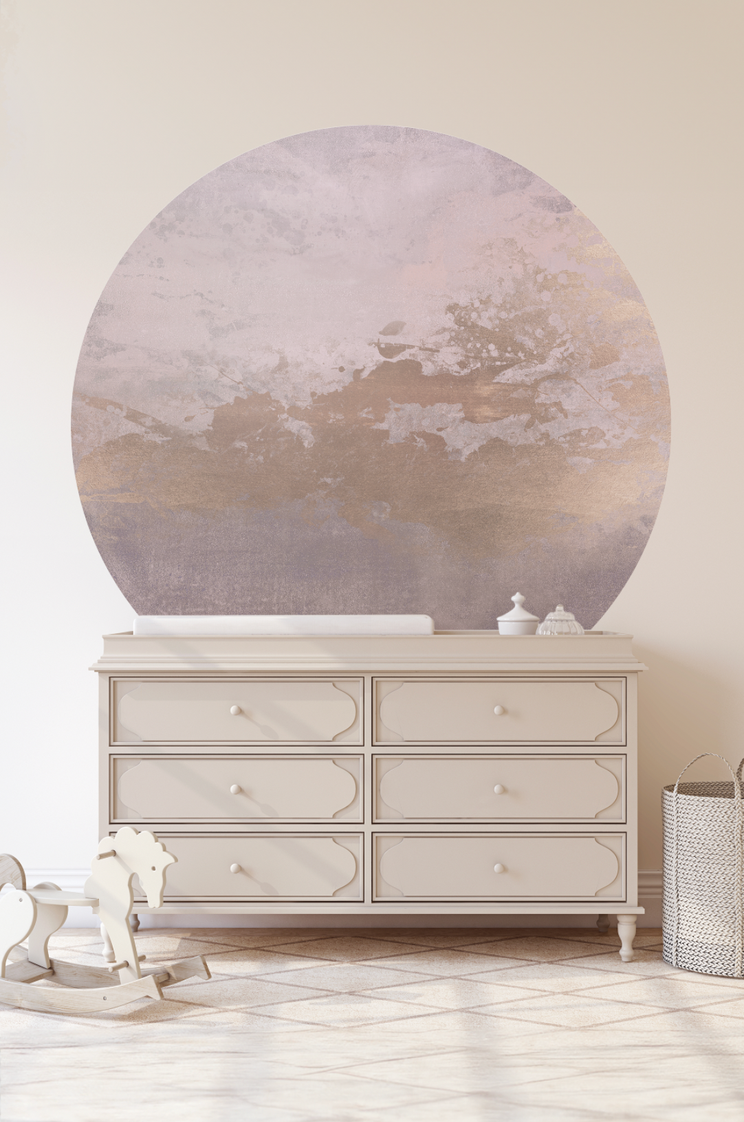 Behangcirkel Abstract gold | Roze