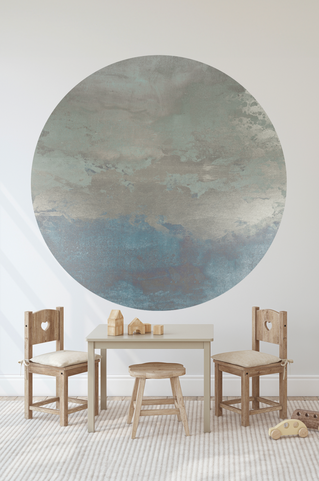 Behangcirkel Abstract gold | Blauw