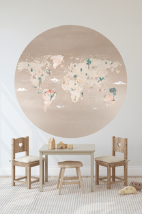 Wallpaper Circle World Map | Beige