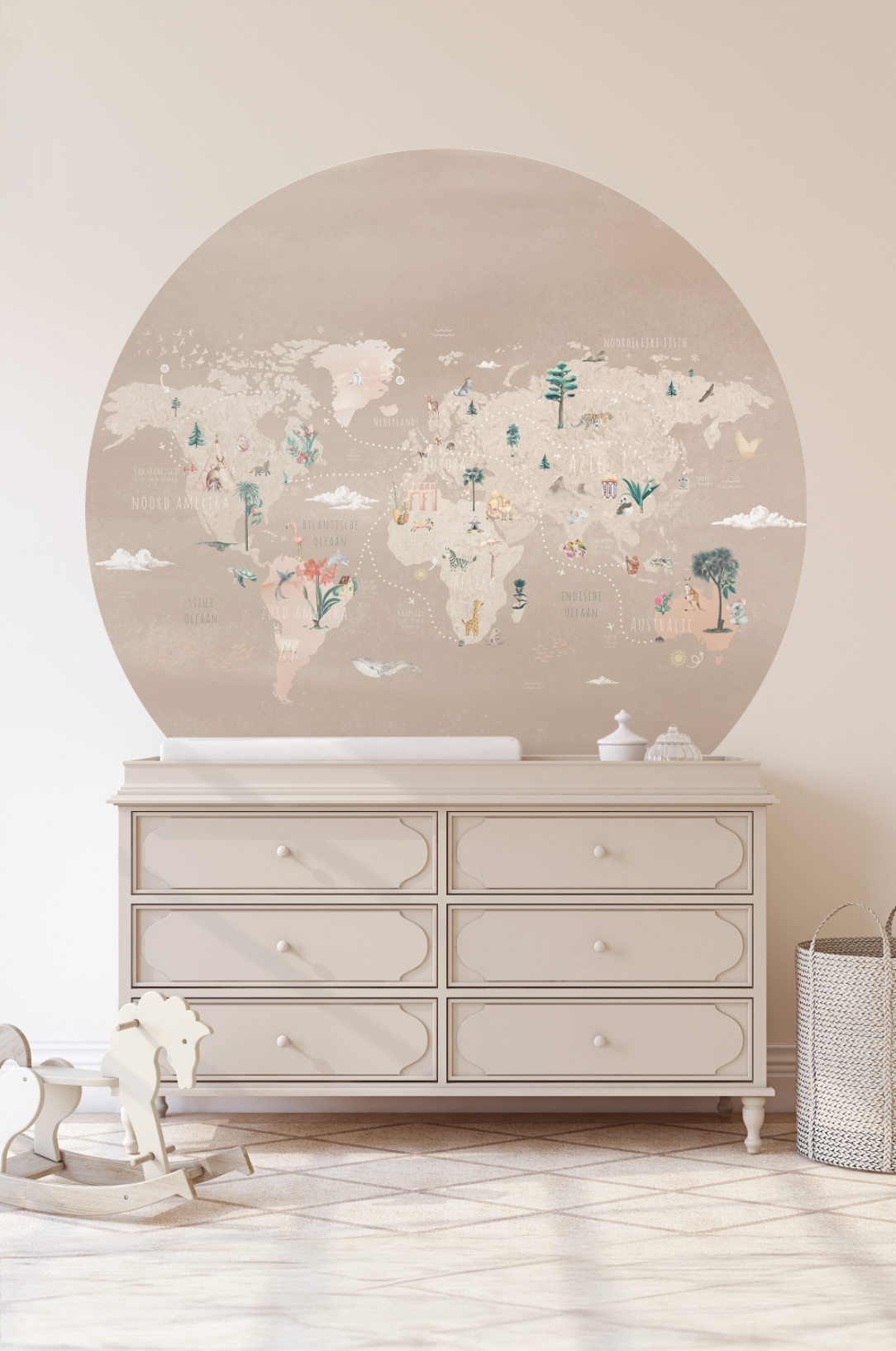 Wallpaper Circle World Map | Beige