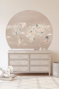 Wallpaper Circle World Map | Beige