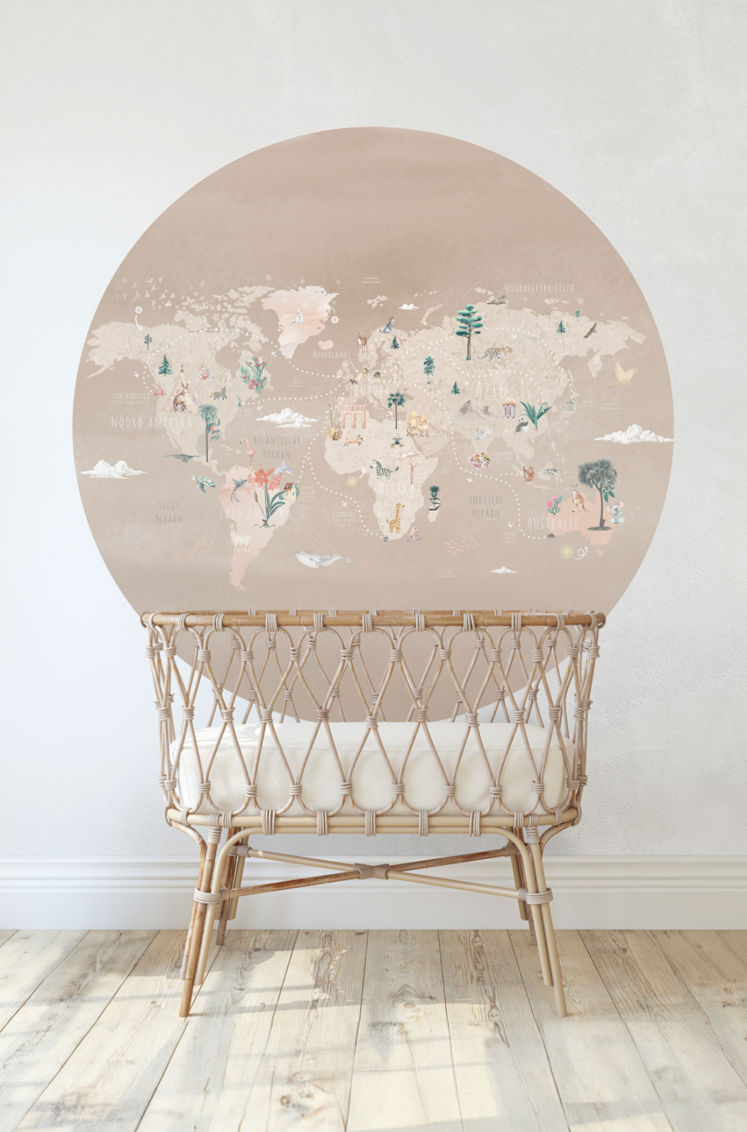 Wallpaper Circle World Map | Beige