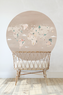 Wallpaper Circle World Map | Beige