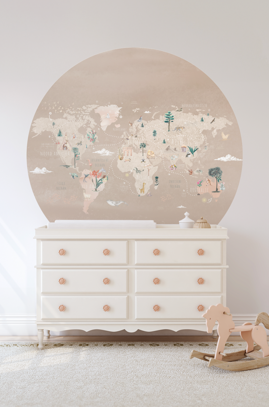 Wallpaper Circle World Map | Beige