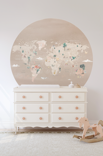 Wallpaper Circle World Map | Beige