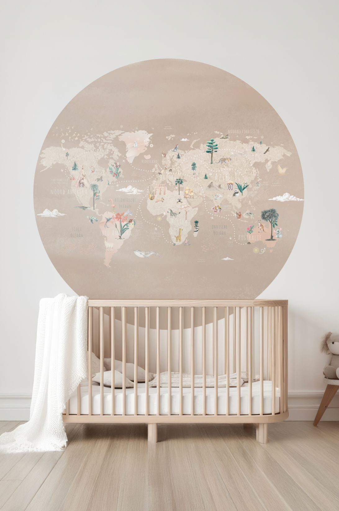 Wallpaper Circle World Map | Beige