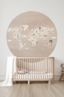 Wallpaper Circle World Map | Beige