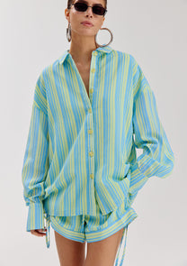 Blouse Yelena | Blue yellow stripe | Harper & Yve