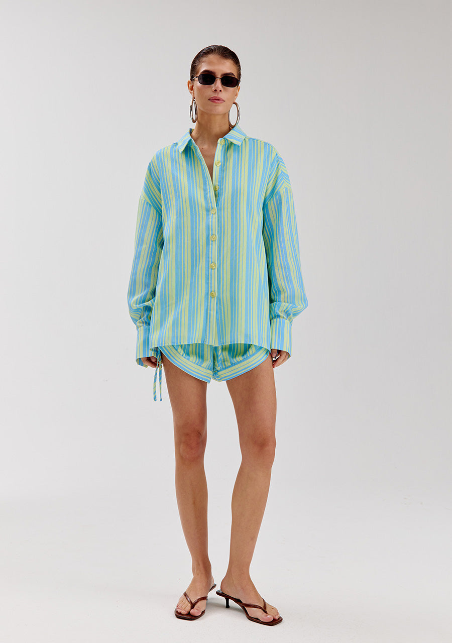 Blouse Yelena | Blue yellow stripe | Harper & Yve