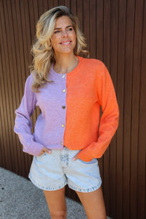 Cardigan Sweets for my sweets | Lilac/orange | Studio Poespas