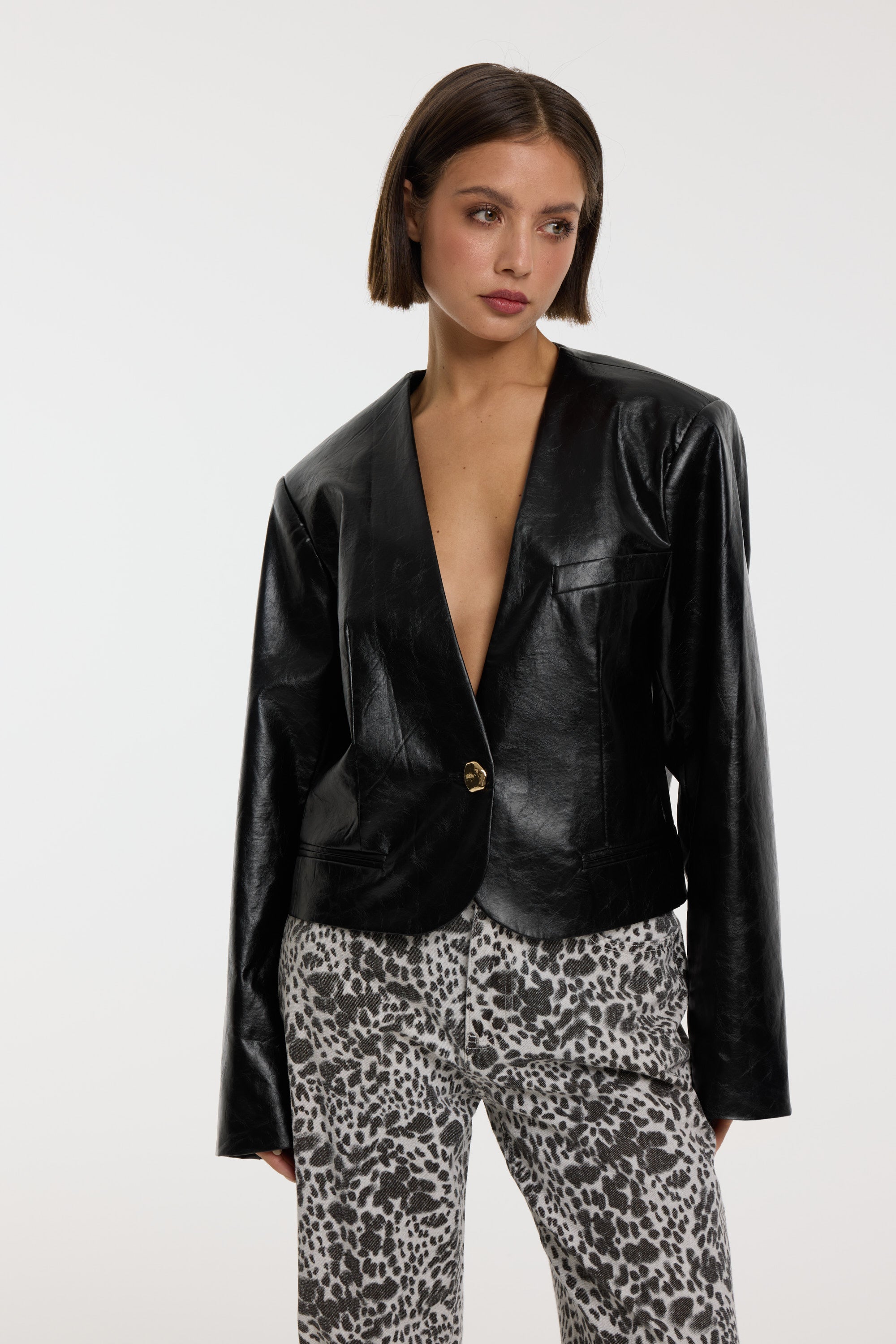 Collarless blazer Mea | Black | Refined Department