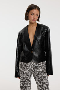 Collarless blazer Mea | Black | Refined Department