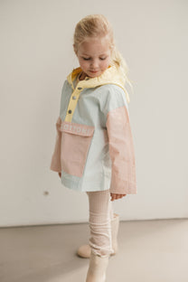Color block jacket | Pastel blue/mellow yellow | Tinycottons