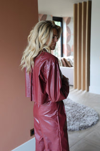 Cropped PU blouse Lou | Bordeaux | Refined Department