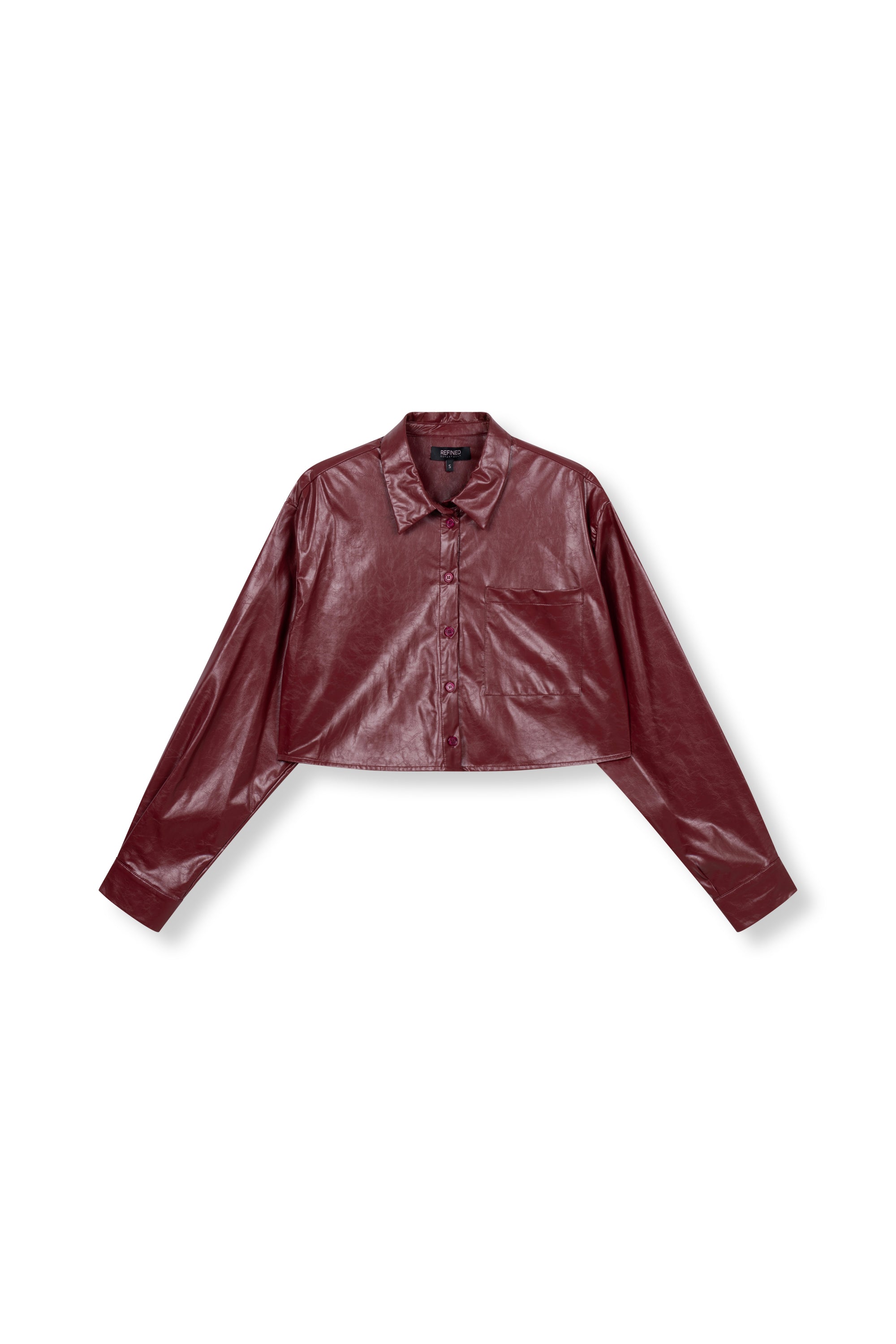Cropped PU blouse Lou | Bordeaux | Refined Department