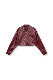 Cropped PU blouse Lou | Bordeaux | Refined Department