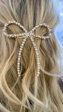 Haarclip pearl bow