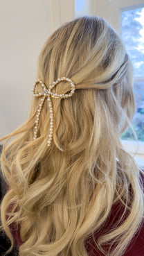 Haarclip pearl bow