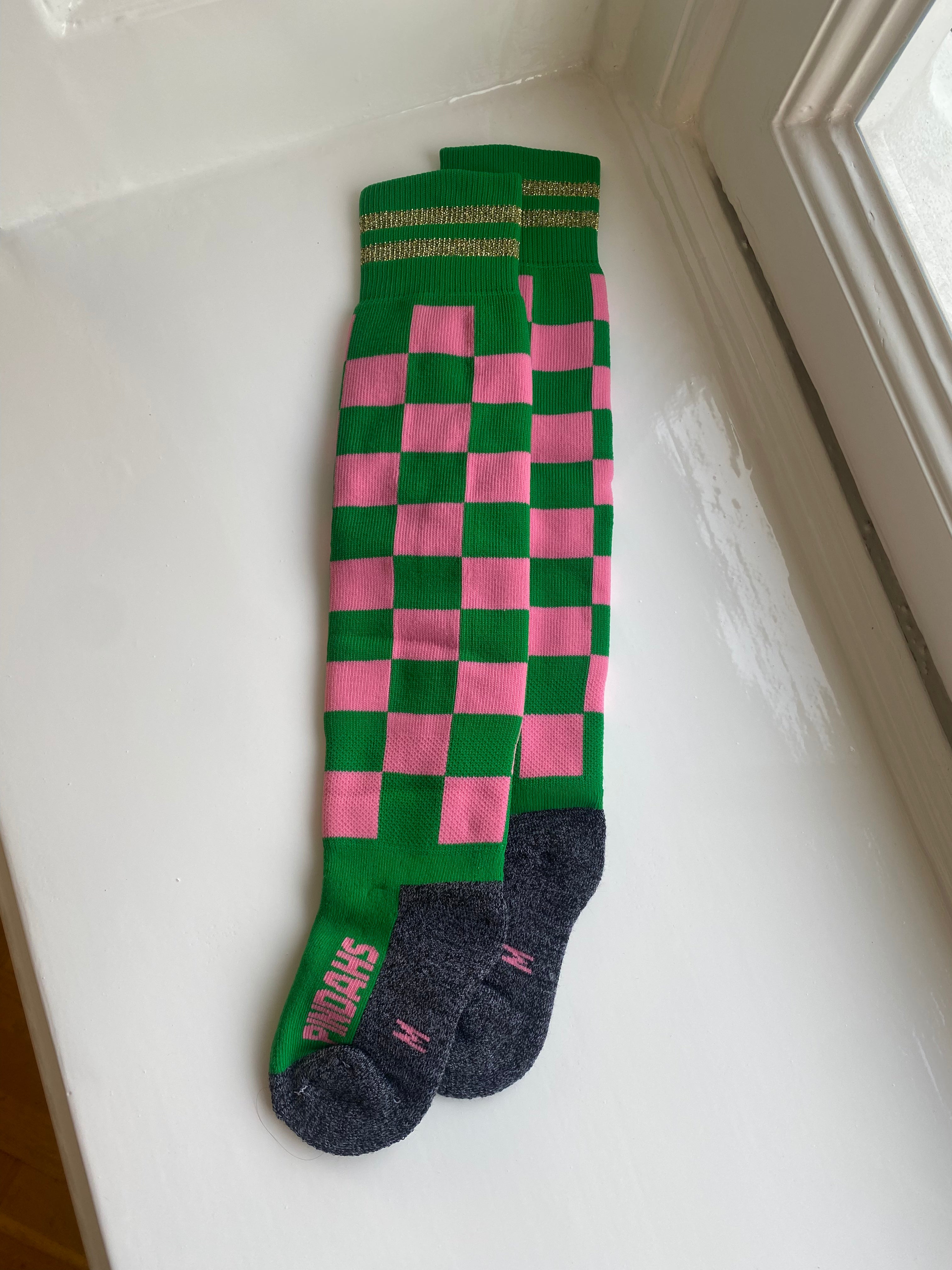 Hockey socks Emma | Blocks Pink/Green | Peanuts
