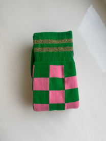 Hockey socks Emma | Blocks Pink/Green | Peanuts