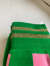 Hockey socks Emma | Blocks Pink/Green | Peanuts