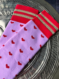 Hockeysokken Roos | Mini hearts red | Pindahs