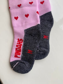 Hockeysokken Roos | Mini hearts red | Pindahs