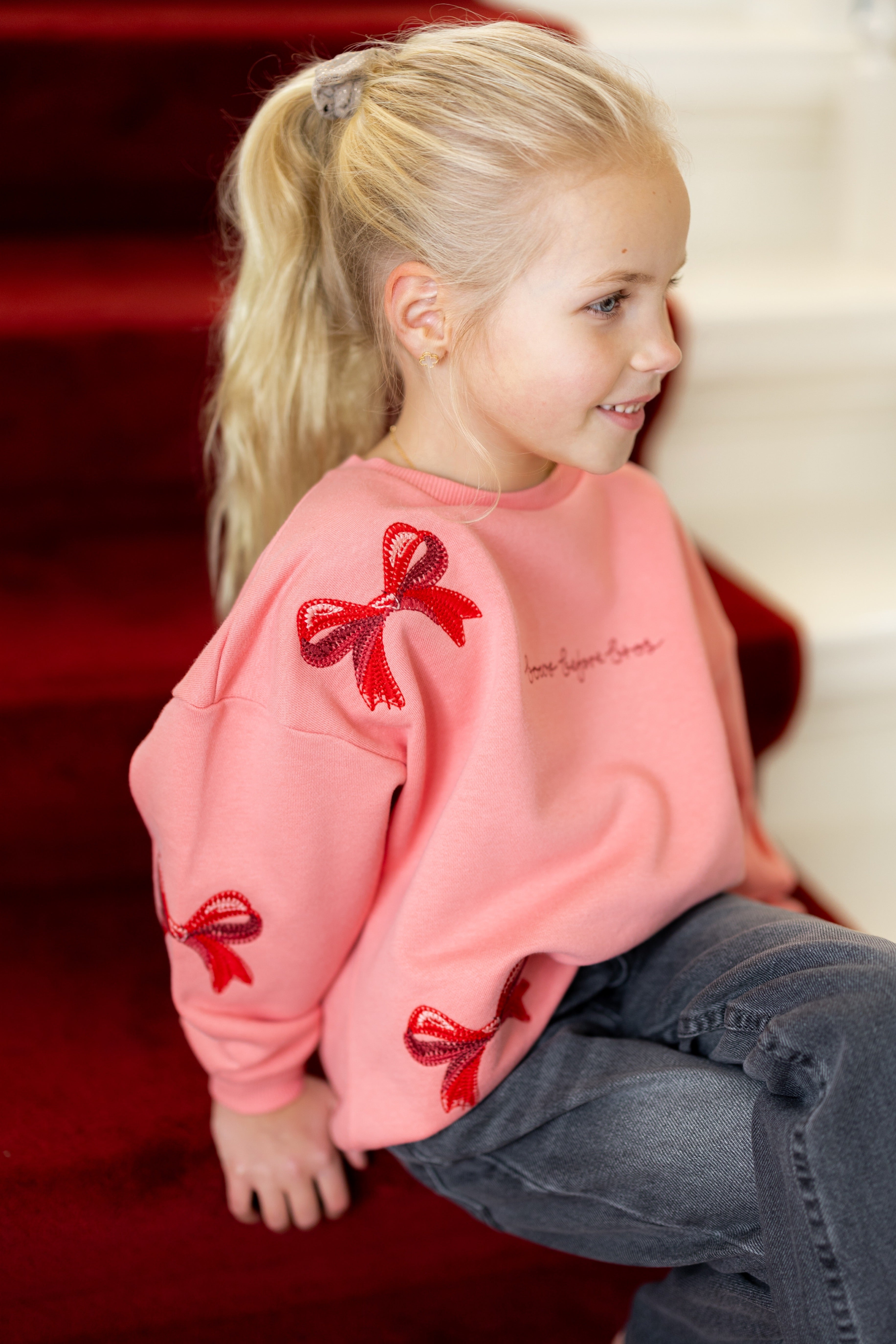 Sweat shirt Lou bow | Strawberry ice | Konges Slojd