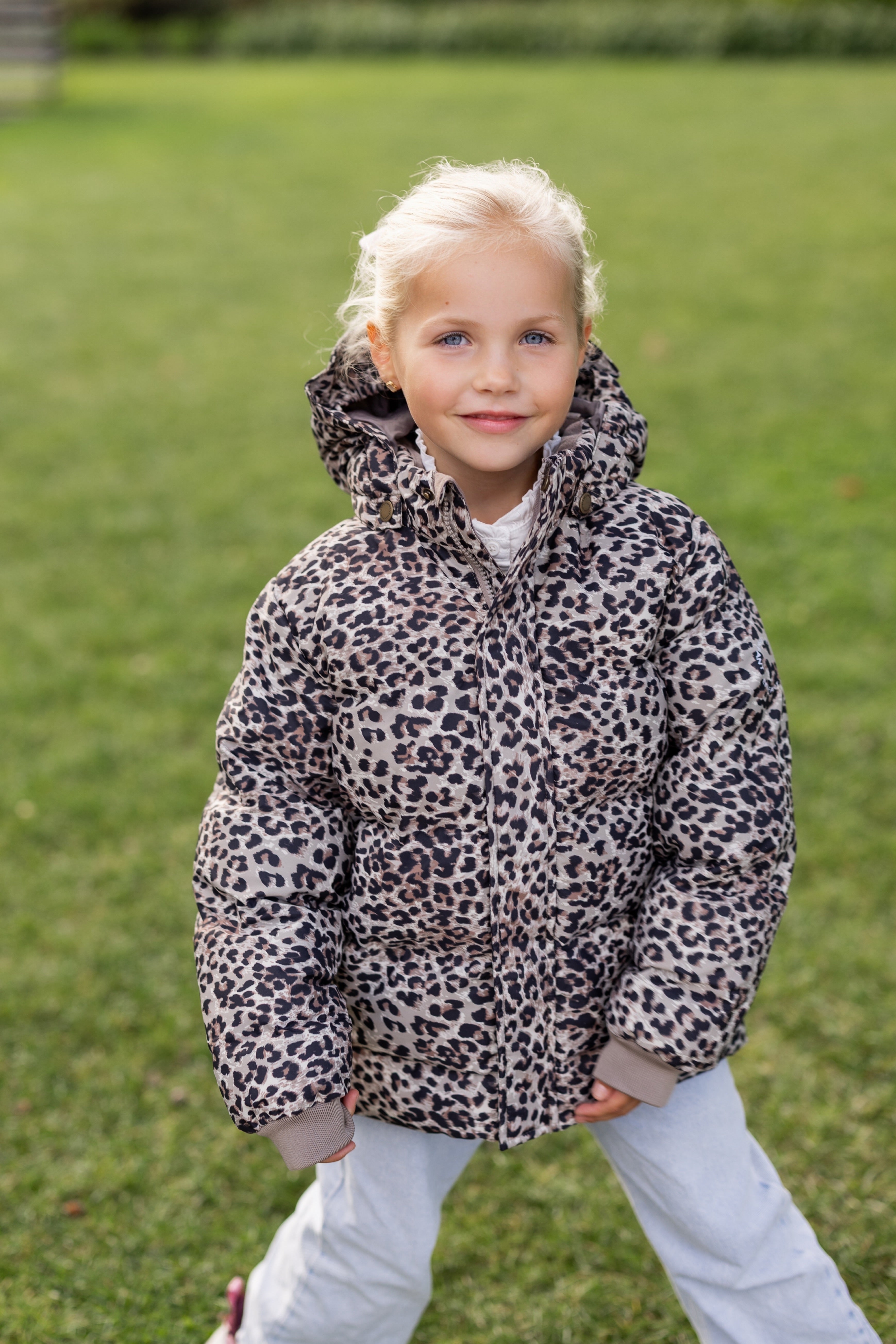 Konges Slojd Nuka jacket Aisuru green winterjas groen met witte hartjes