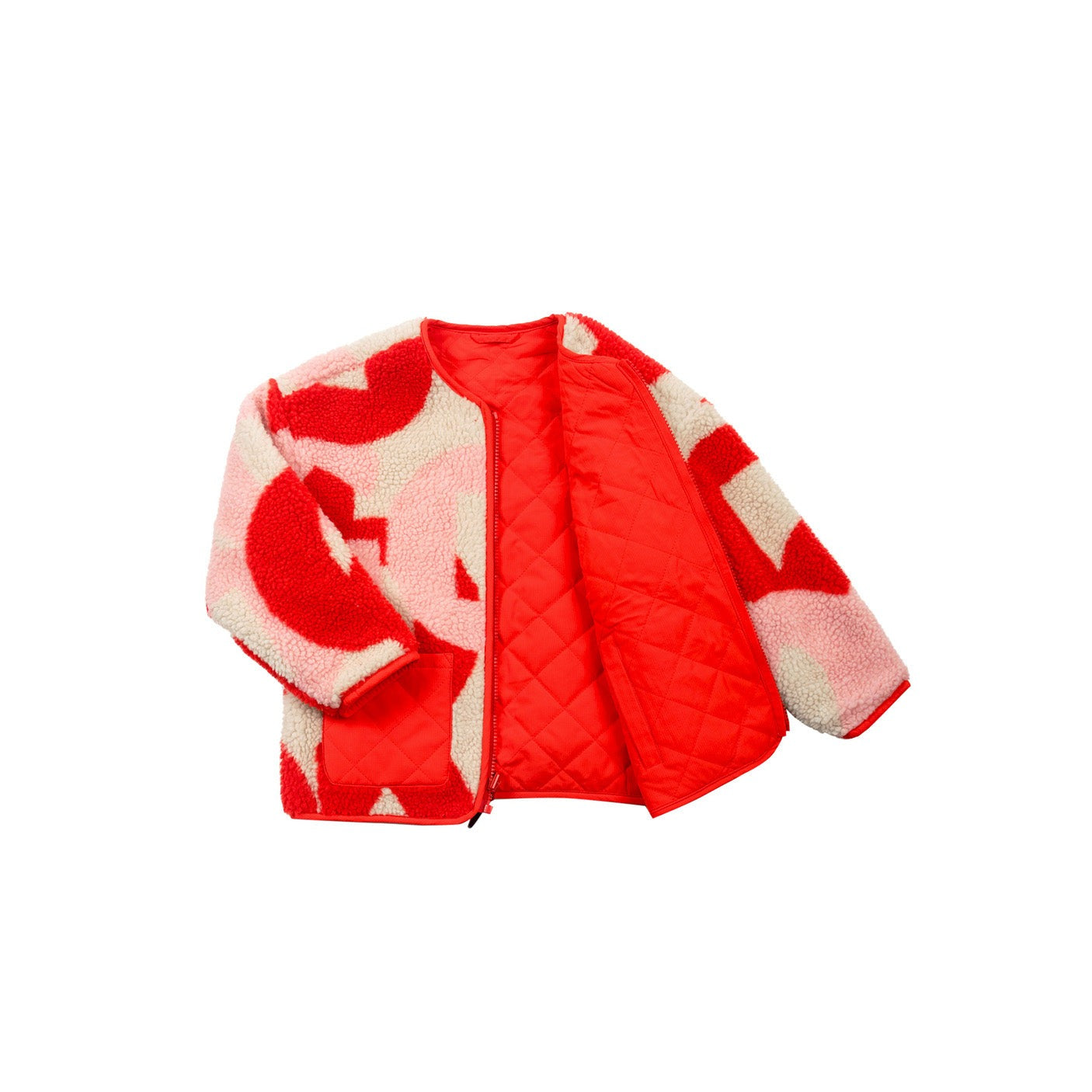 Jacket sleeping lion | Poppin red/printed teddy | Gosoaky
